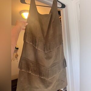 Vakko Inc Suede fringe mini dress